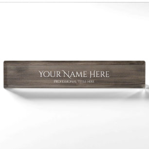 Professional Name Plate - Wood Grain Background