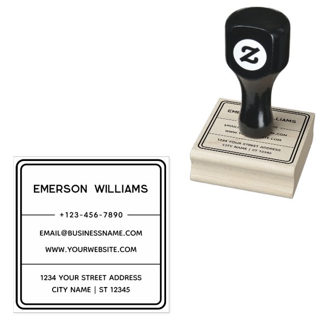 Professional Name & Return Address Personalized Rubber Stamp (Stamped)