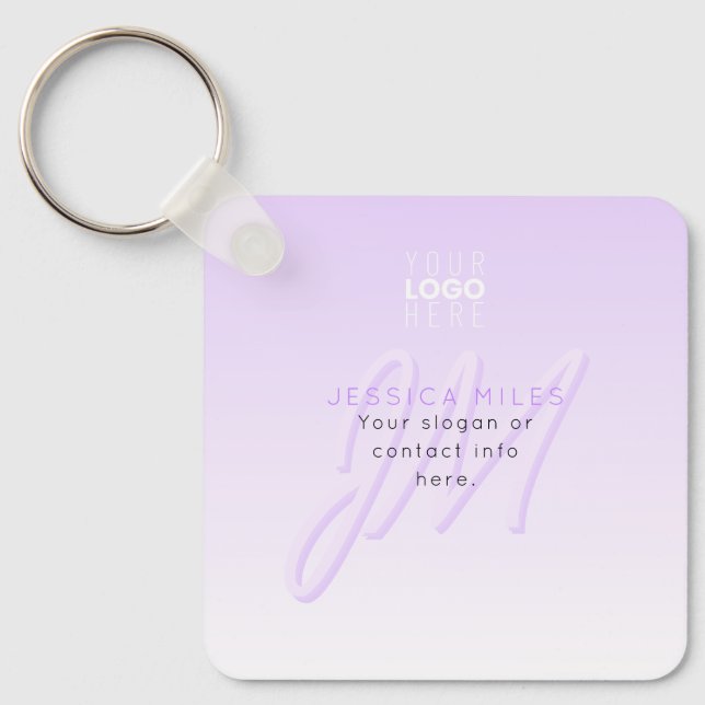 Professional Name & Slogan Template | Light Purple Keychain (Front)