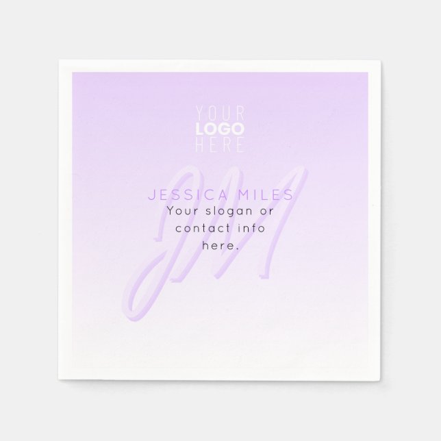 Professional Name & Slogan Template | Light Purple Napkin (Front)