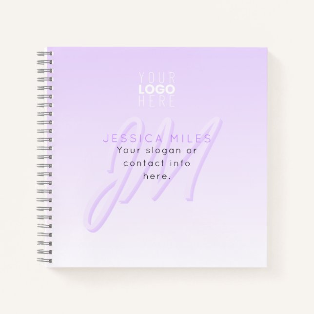 Professional Name & Slogan Template | Light Purple Notebook (Front)