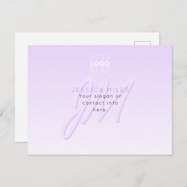 Professional Name & Slogan Template | Light Purple Postcard (Front/Back)
