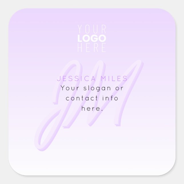 Professional Name & Slogan Template | Light Purple Square Sticker (Front)