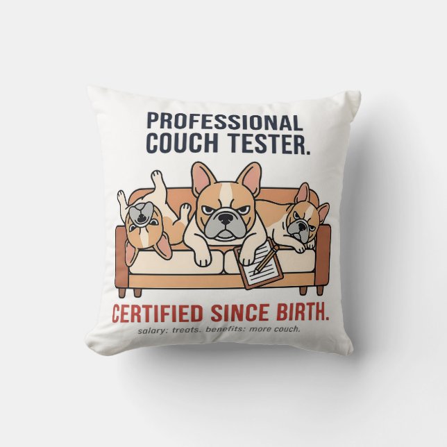 Professional Nap Expert French Bulldog Throw Pillow (Front)