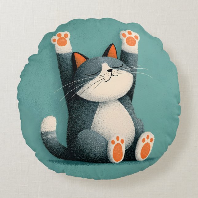 Professional Nap Taker Funny Sleeping Cat Round Pillow (Front)