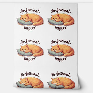 Professional Napper Cat Cozy Lazy Cat Wall Mural 