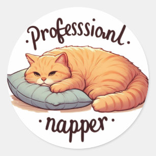  Professional Napper Cat Sticker Cozy Ginger Cat 