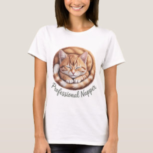 Professional Napper Cute Sleeping Orange Cat Fun T-Shirt
