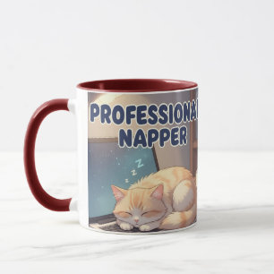 Professional Napper Funny Cat Mug Cozy Lazy Morn