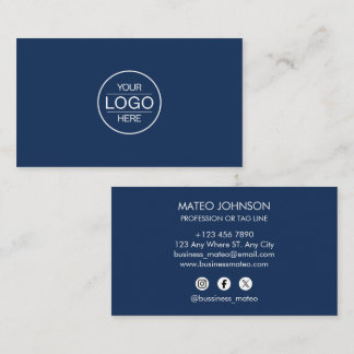 Professional Navi Blue Add your Logo Business Card