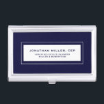 Professional Navy Blue Business Card Holder<br><div class="desc">Simple modern professional design with personalized name,  title,  company or custom text in classic block typography on a classic navy blue background. Personalize for your custom use.</div>