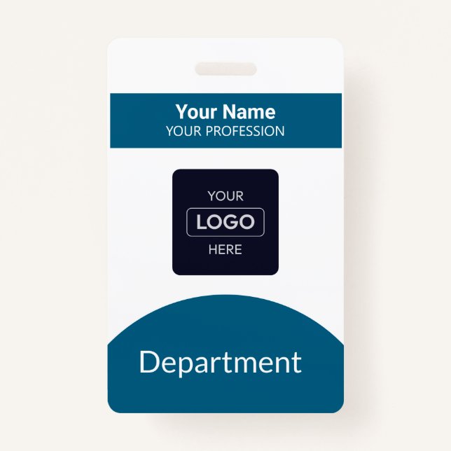 Professional Navy Blue Business Logo Name Badge (Front)
