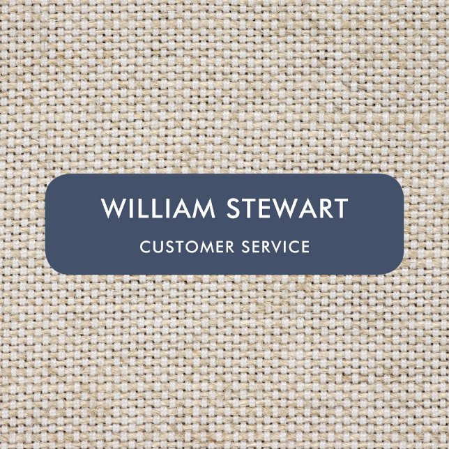 Professional Navy Blue Minimal Employee Staff Name Tag (Creator Uploaded)