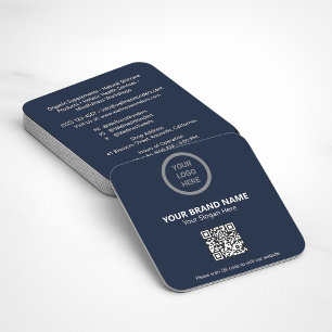 Professional Navy Blue OCR Custom Logo Branding Square Business Card