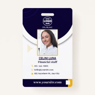 Professional Navy Blue Photo ID Badge for Companie