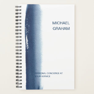Professional Navy Blue Watercolor Business Planner