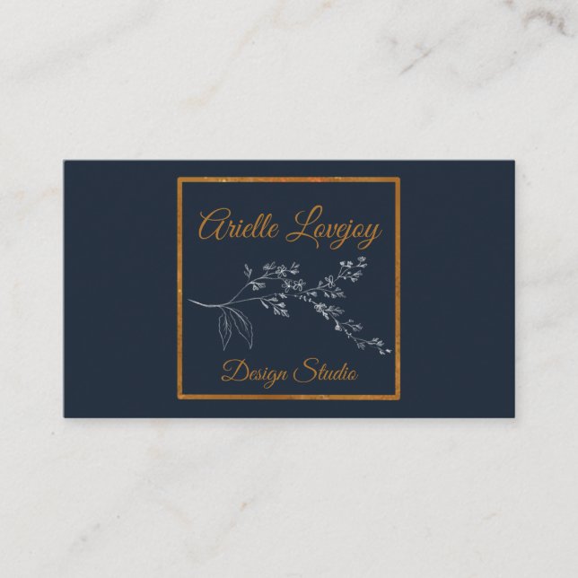 Professional Navy Blue with Gold Business Card (Front)
