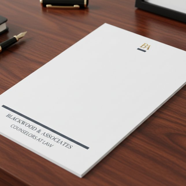 Professional Navy Gold Monogram Legal Desk Pad (Creator Uploaded)
