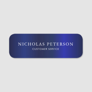 Professional Navy Metallic Office Employee Staff Name Tag