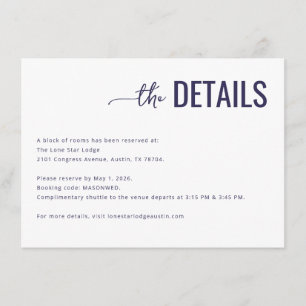 Professional Navy Minimalist Details Enclosure Card