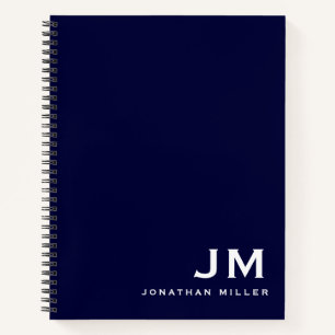 Professional Navy Monogram Initials Notebook