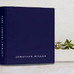 Professional Navy White Custom Name Binder<br><div class="desc">Modern professional binder features a minimal design in a navy blue and white colour palette. Custom name presented in the lower third in stylish simple font and custom name, company or subject on the spine. Shown with a custom name on the front in traditional typography, this personalized business binder is...</div>