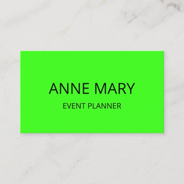 Professional Neon Green Elegant Colorful Bright Business Card (Front)