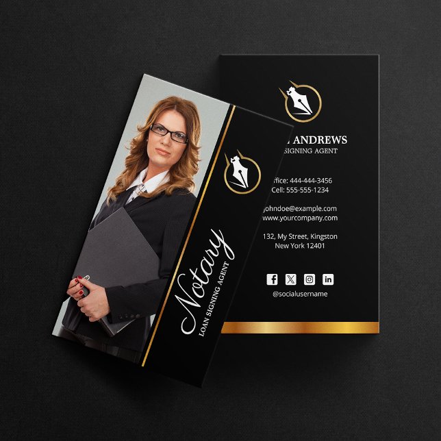 Professional Notary Loan Signing Agent Consultant Business Card (Creator Uploaded)