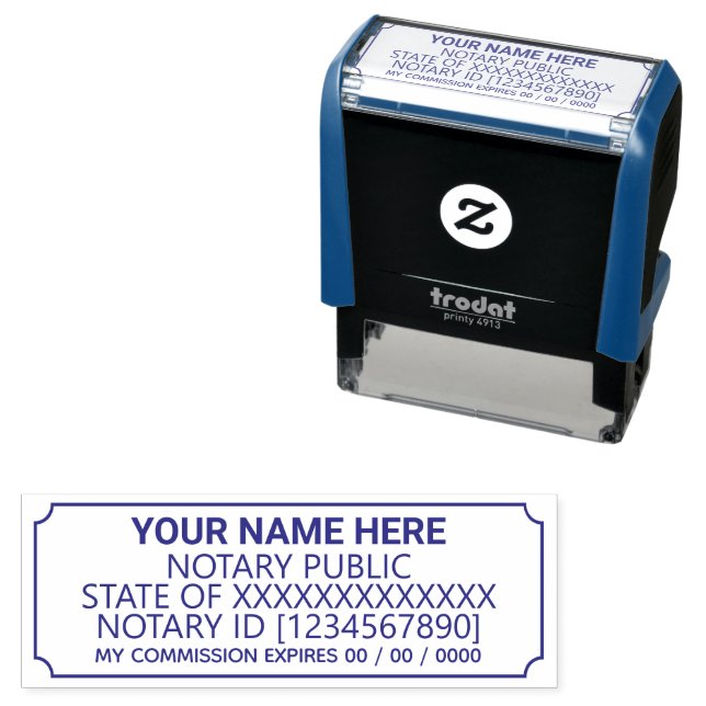 Professional Notary Public Customizable Template Self-inking Stamp (In Situ)