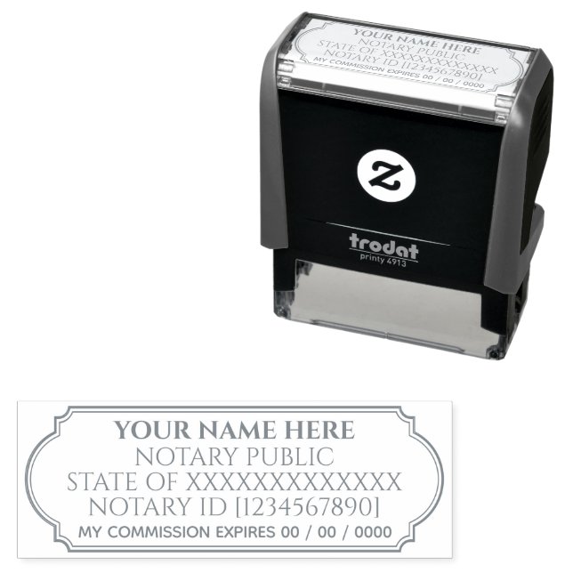 Professional Notary Public Customizable Template Self-inking Stamp (In Situ)