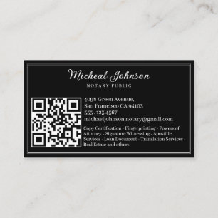 Professional Notary Services QR Code Customizable Business Card