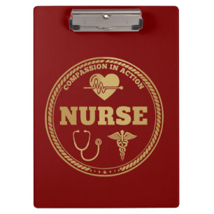 Professional Nurse Emblem Compassion in Action Clipboard