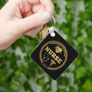 Professional Nurse Emblem   Compassion in Action  Keychain