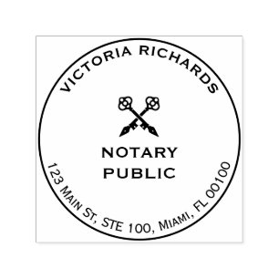 Professional Office Cross Keys Your Logo Notary  Self-inking Stamp