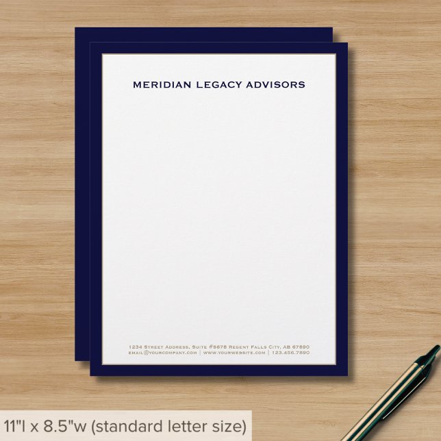 Professional Office Navy Blue Border Letterhead (Creator Uploaded)