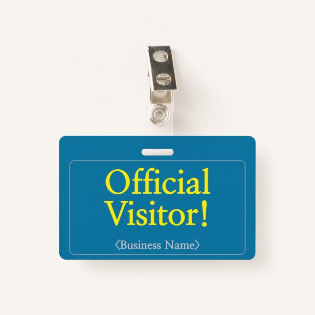 Professional "Official Visitor!" Badge (Front with Clip)
