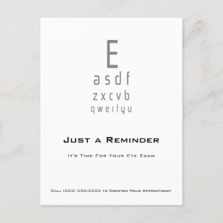 Professional Optometrist Eye Chart Appointment Postcard