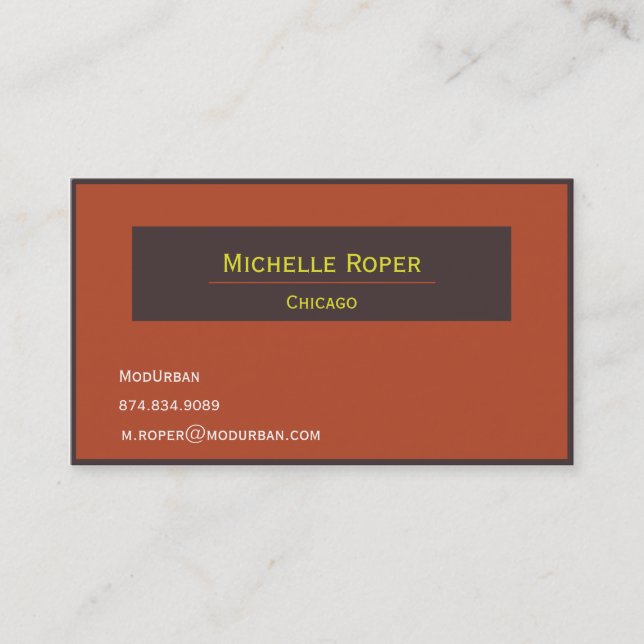 Professional Orange and Brown Business Card (Front)