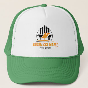 Professional Orange White Real Estate Logo Trucker Hat