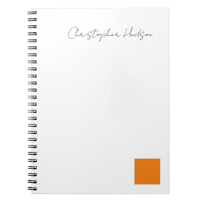 Professional Orange White Simple Plain Creative Notebook (Front)
