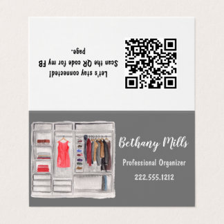 Professional Organizer Custom QR Code Tent Style Business Card