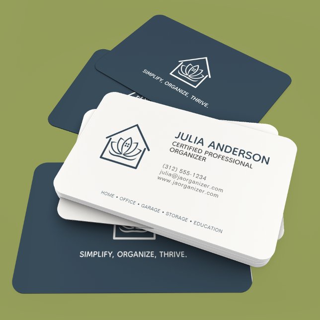 Professional Organizer Navy Blue Business Card (Creator Uploaded)
