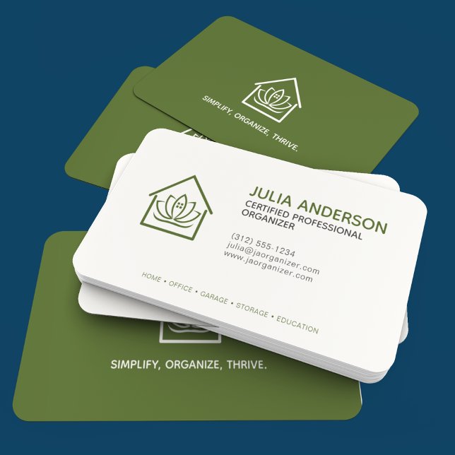 Professional Organizer Olive Green Business Card (Creator Uploaded)