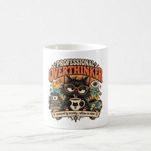 Professional Overthinker Black Cat Mug