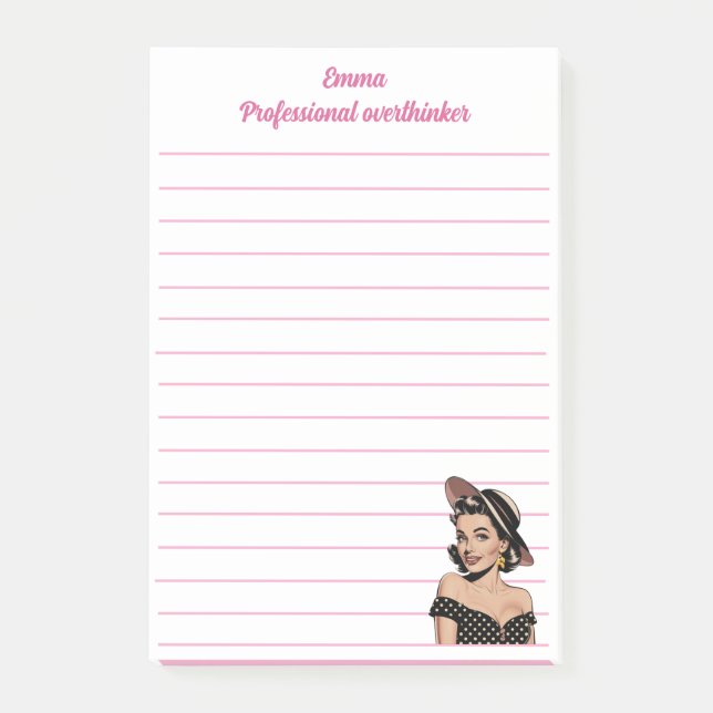 Professional overthinker,elegant,Pink Personalized Post-it Notes (Front)