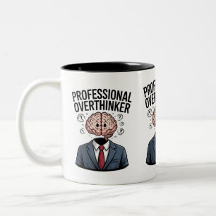 Professional Overthinker" Two-Tone Coffee Mug