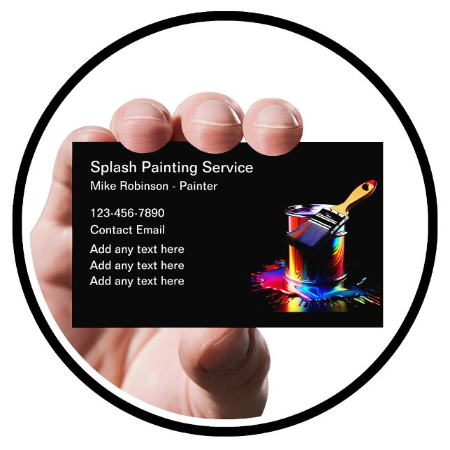 Professional Painter Colourful Paint Can Business Card (Creator Uploaded)