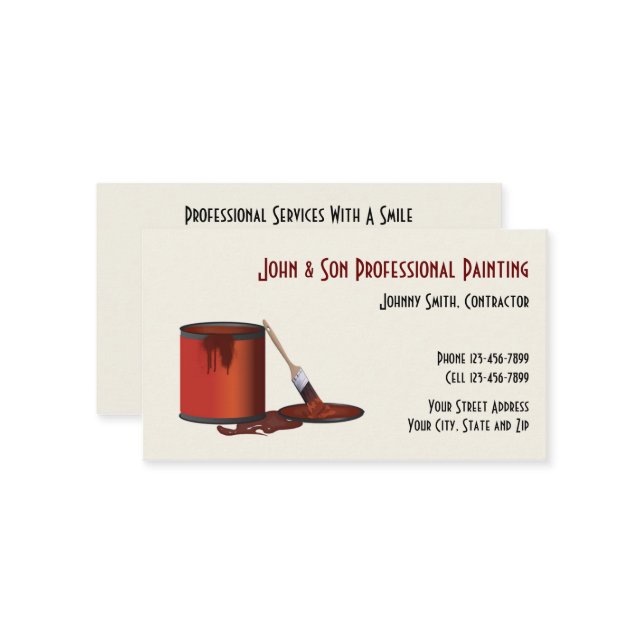 Professional Painter Contractor Business Card (Front/Back In Situ)