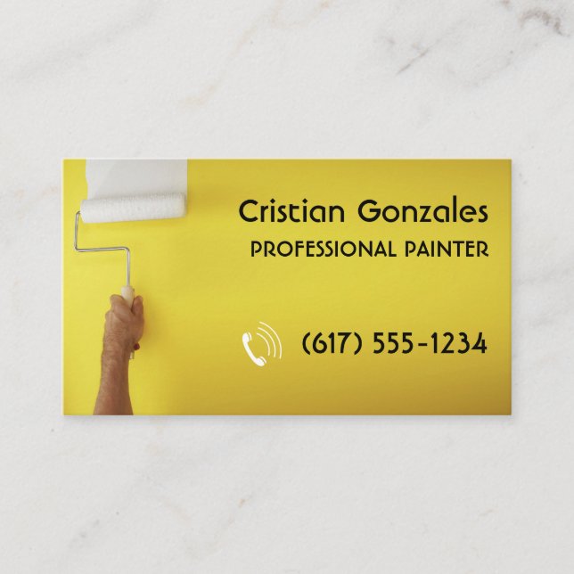 Professional Painter | Painting Decorating Yellow Business Card (Front)