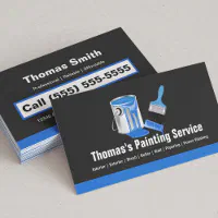 Professional Painting Service Blue Painter Brush Business Card